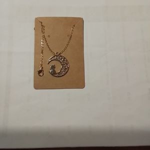 Cat on Filigree Moon Necklace
